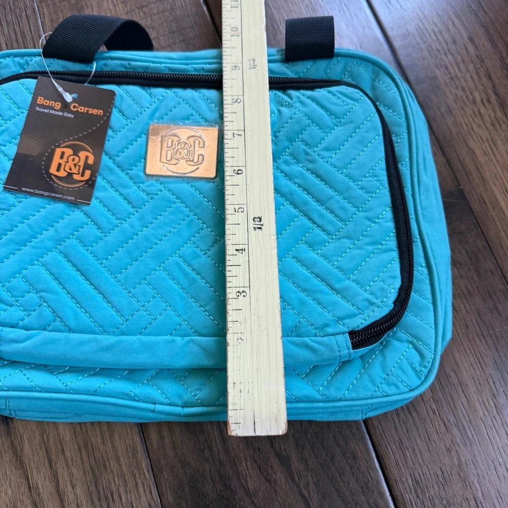 Bang Carsen Hanging Toiletry Bag‎ Teal Quilted Travel Makeup Organizer New NWT